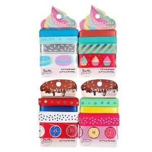 Gwen Studios Sweet Shop Ribbon Lot of 4 96' Donut Cupcake Macaron Crafting